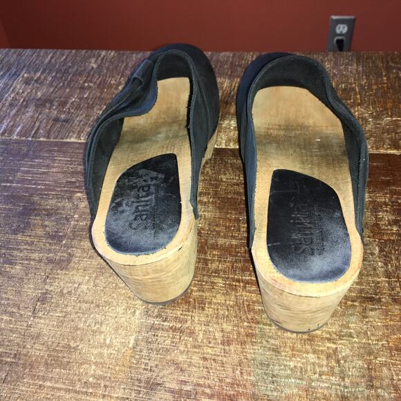 Sanita Manuella Clog Womens 39 8 Black Slip On Leather Wood Classic Comfort - Picture 5 of 12